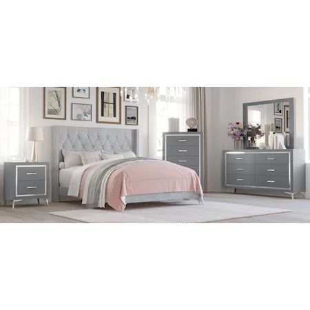 6 Piece Queen Bedroom Gray