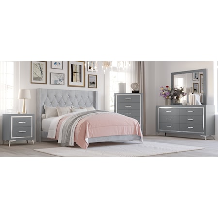 Queen Bed Gray