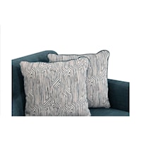 Mid Century 86"" Sofa Reversible Seat Cushion W/Memory Foam In Palmer Teal W/ 4 Jocelyn #2 Pillows