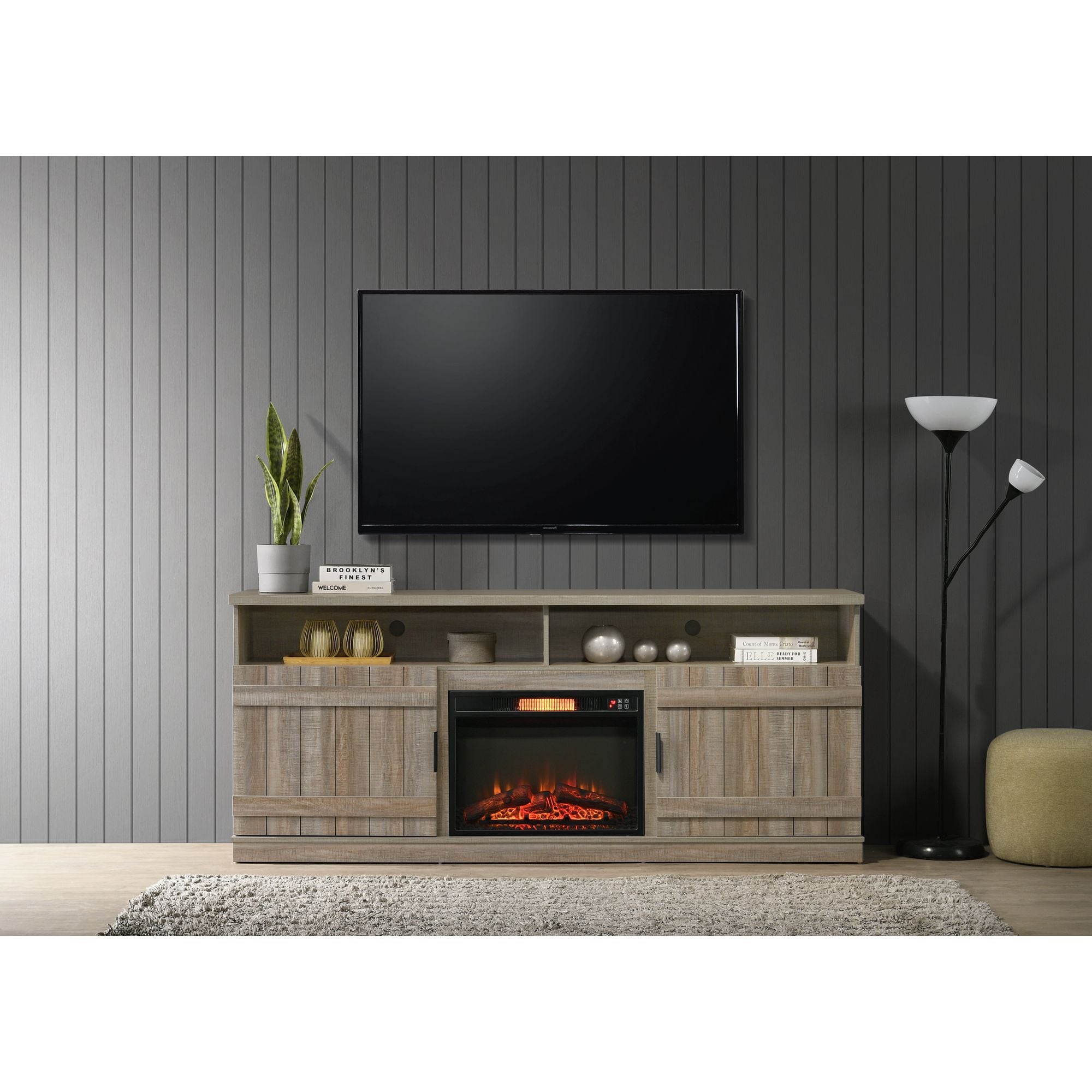 Elements International TV Stands w/Fireplace ELEMGRPLA7060FP/LA23