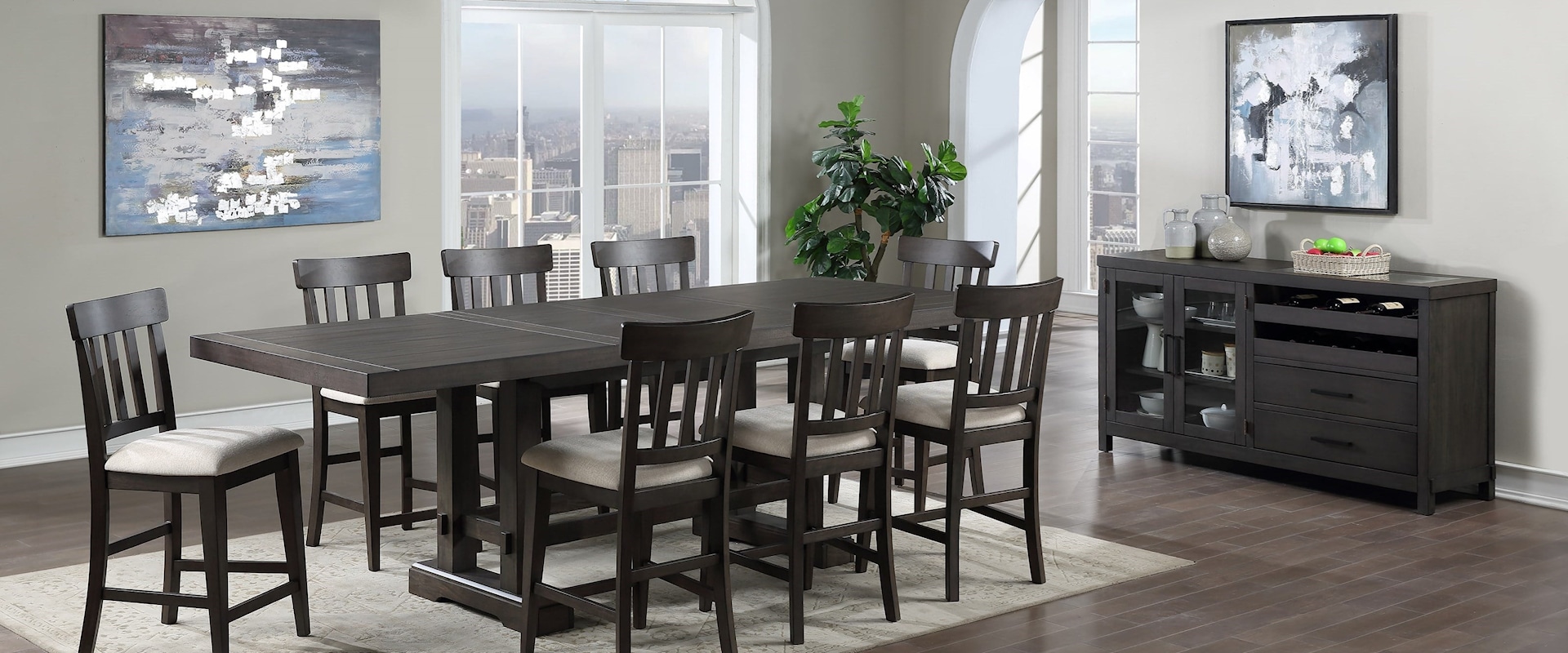 Contemporary 9-Piece Counter Height Dining