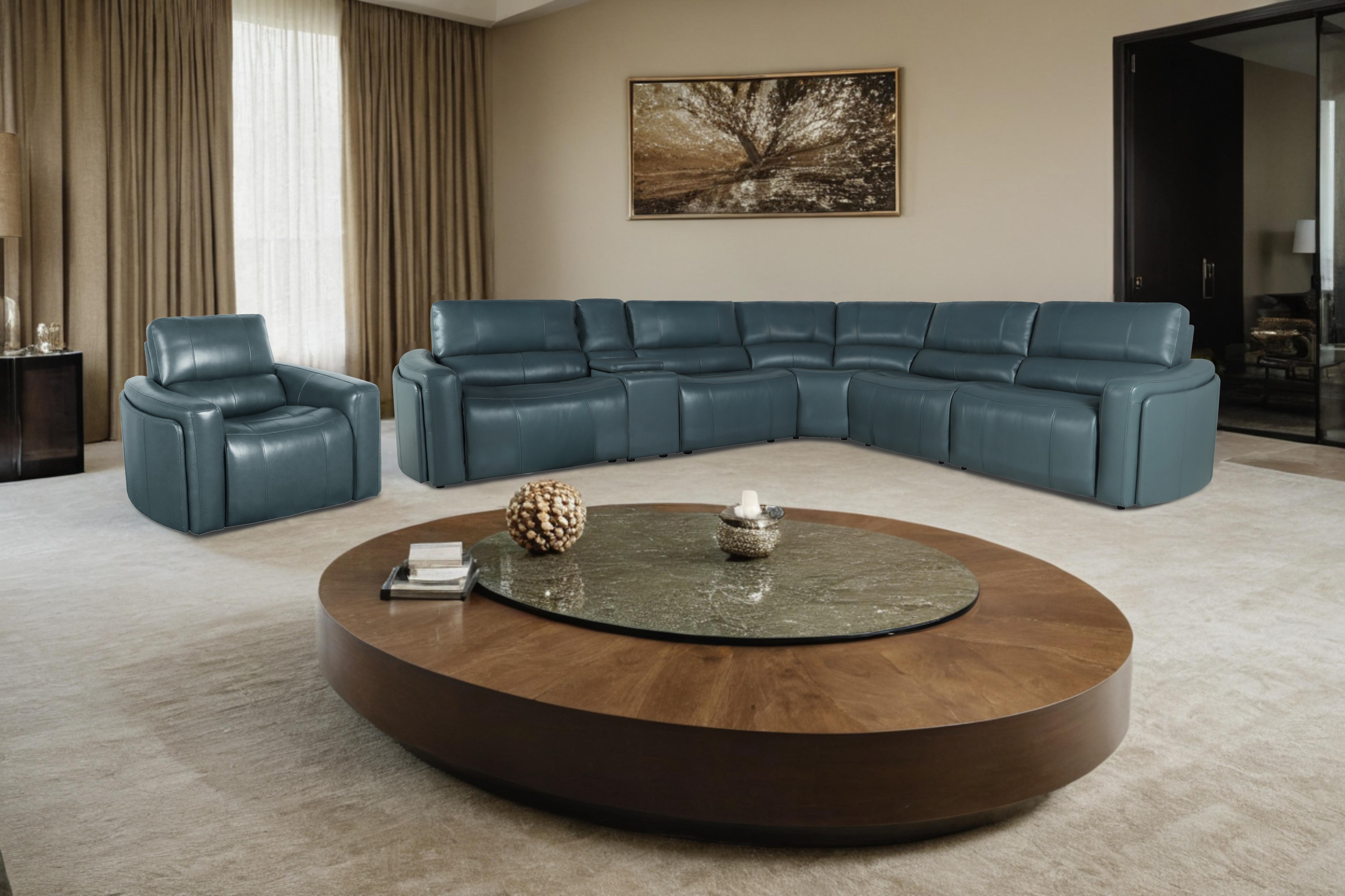 Power Reclining Sectional Blue