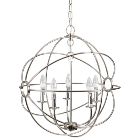 5 Light Orb Chandelier In Satin Nickel