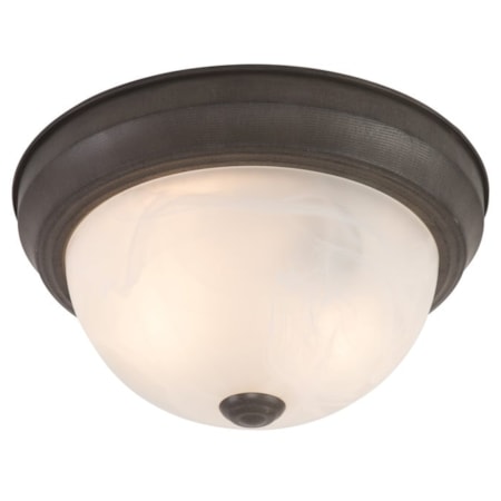 2 Light Flush Mount In Dark Brown Finish