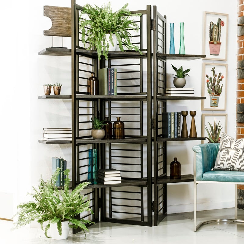 Yosemite Home Decor Yosemite Home Decor Folding Floor Screen W / Shelves