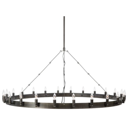 24 Light Chandelier In Raw Iron Grey Finish