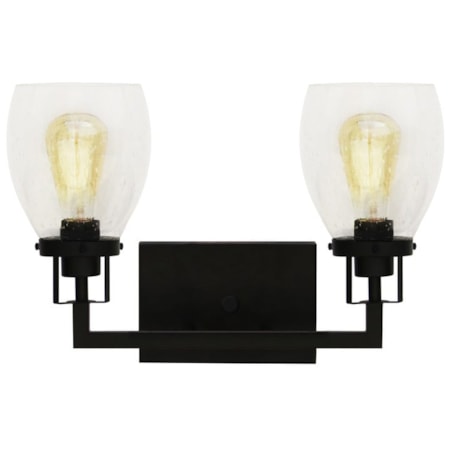 2 Light Vanity In Matte Black Finish