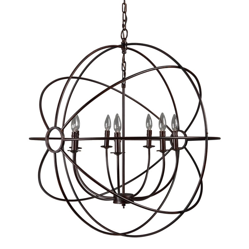 7-Light Orb Chandelier In Rustic Black