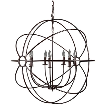 7-Light Orb Chandelier In Rustic Black