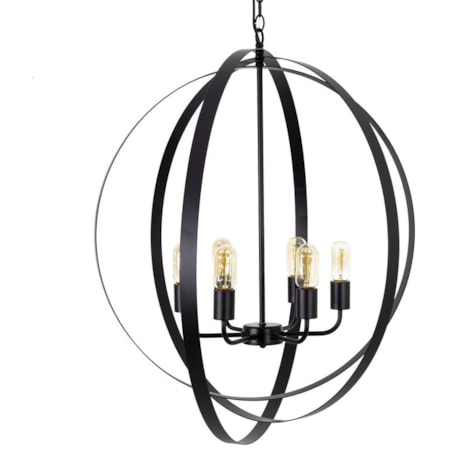 6 Light Chandelier In Matte Black Finish