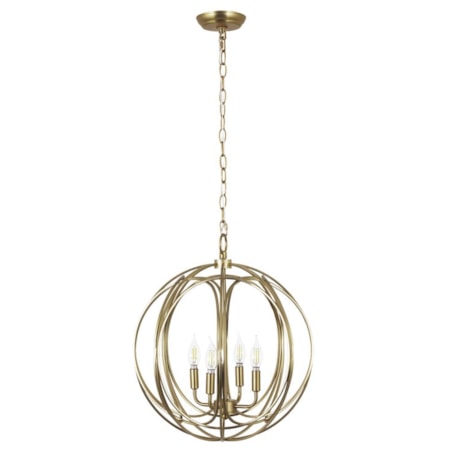 4 Light Chandelier In Satin Brass Finish