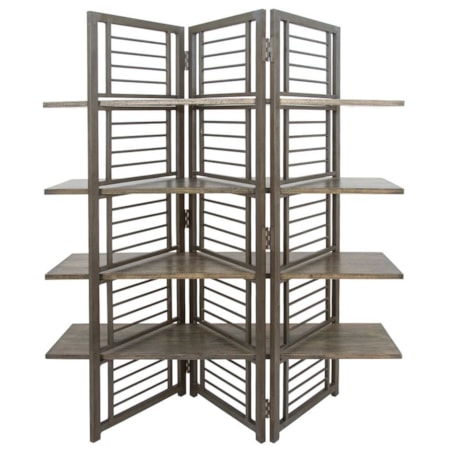 Folding Floor Screen W / Shelves
