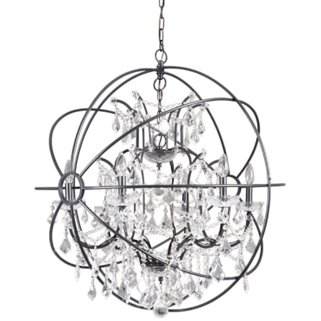 6 Light Chandelier In Black Finish