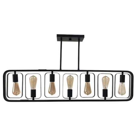 7 Light Island Light In Black Finish