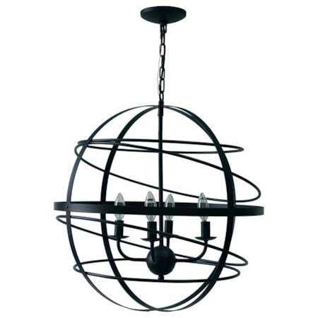 4 Light Chandelier In Matte Black Finish