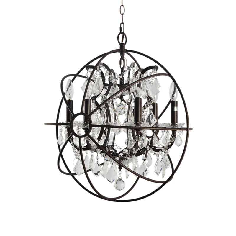 Yosemite Home Decor Yosemite Home Decor 6 Light Chrystal Chandelier In Rustic Brown
