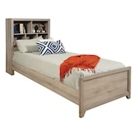 Transitional Twin Bookcase Bed with 5 Shelves