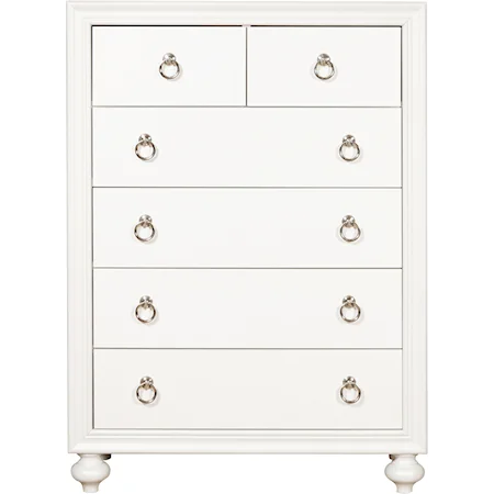 Bella Youth  Six Drawer Chest in White