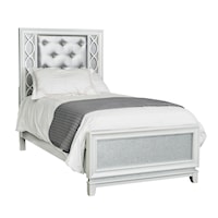 Glam Full Bed with Upholstered Headboard and LED Lighting