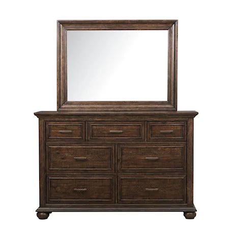 Traditional 7-Drawer Dresser with Mirror