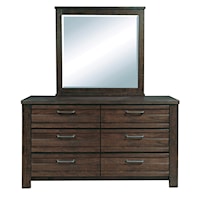 Transitional 6-Drawer Dresser with Mirror