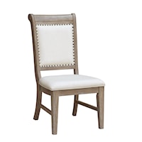 Transitional Upholstered Dining Side Chair with Nailhead Trim