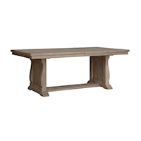 Transitional Rectangular Trestle Dining Table with 18" Leaf