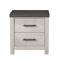 Farmhouse 2-Drawer Nightstand with USB Port