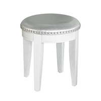 Glam Vanity Stool with Upholstered Seat and Nailhead Trim