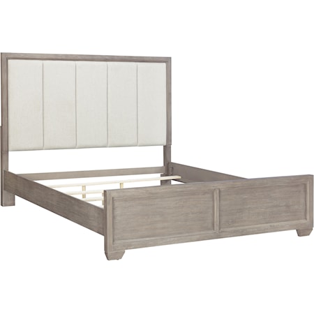 Transitional King Upholstered Panel Bed