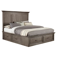 Transitional Queen Bed with Footboard and Side Storage