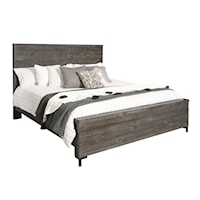 Contemporary Queen Panel Bed with Distressed Finish