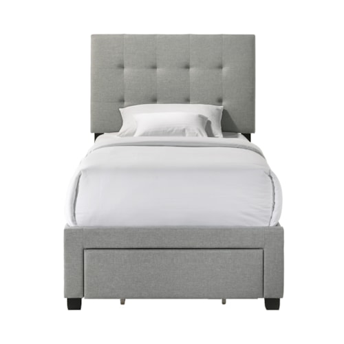 Transitional Twin Upholstered Storage Bed