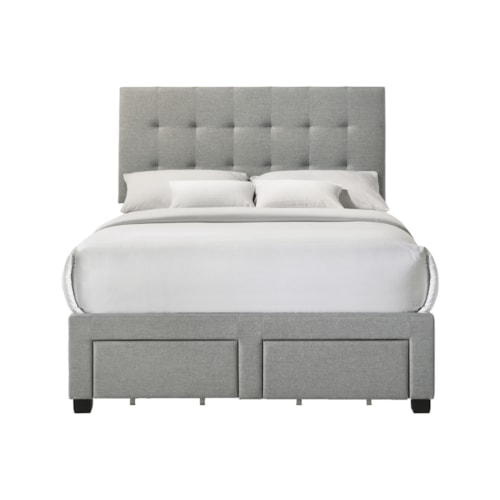 Transitional Upholstered Full Storage Bed