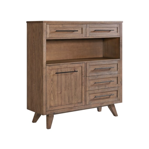 Transitional 5-Drawer Pantry Cabinet with Center Compartment