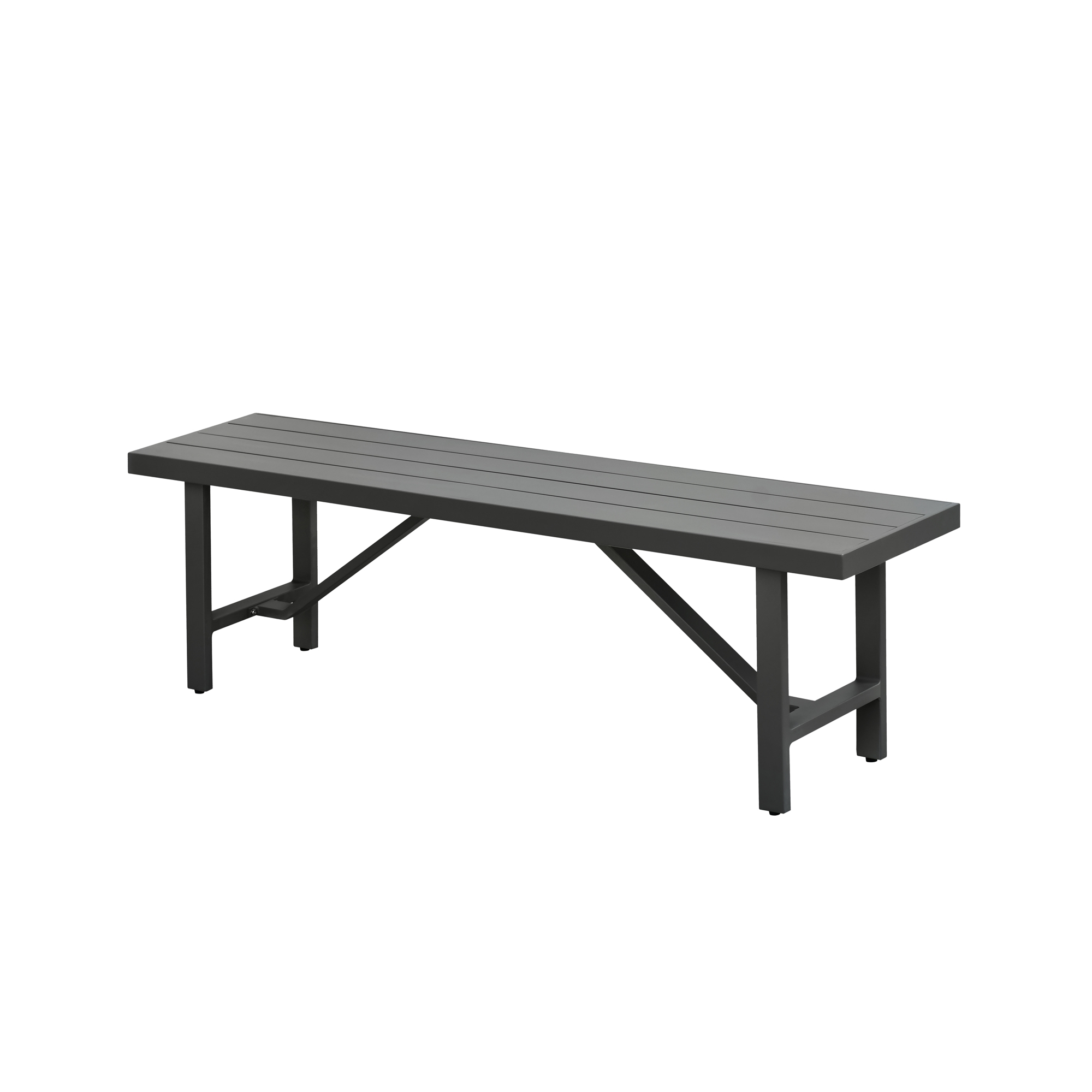 Outdoor Dining Bench with Metal Base