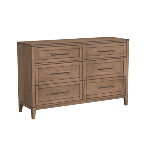 Transitional 6-Drawer Dresser with Cedar Lined Bottom