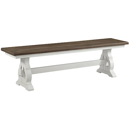 Farmhouse Dining Bench with Wood Seat