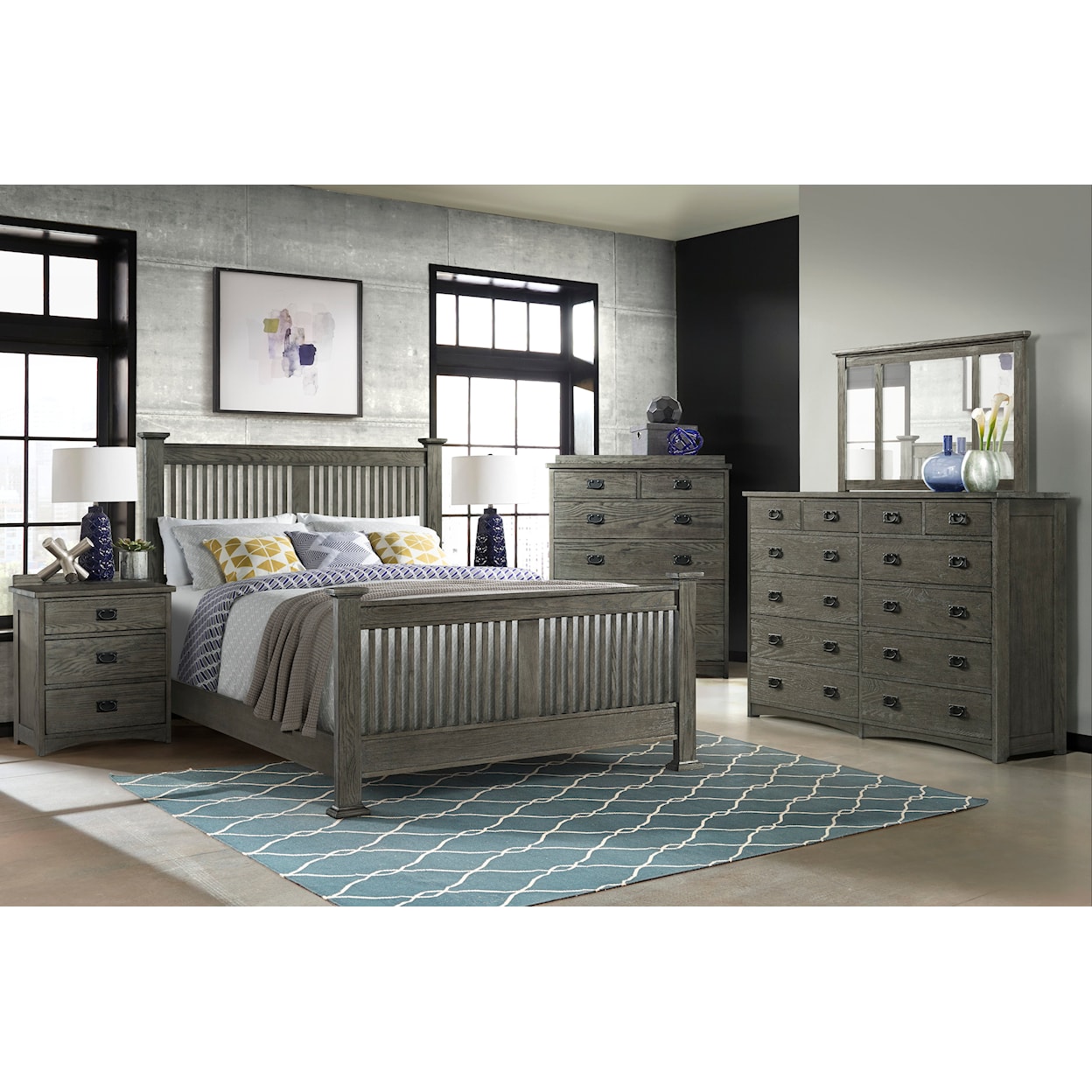 VFM Signature Oak Park 6-Drawer Chest with Door