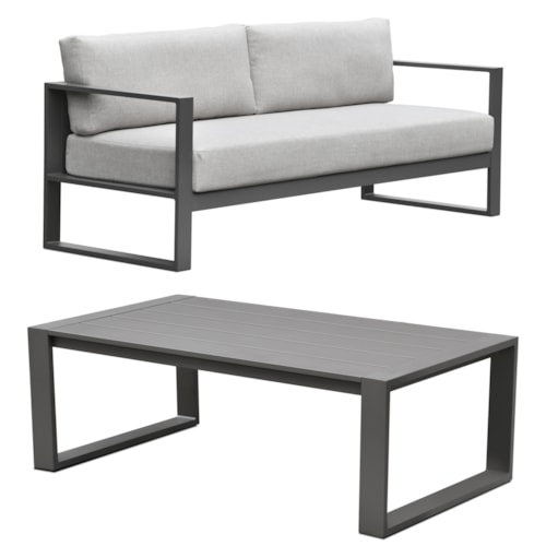 Contemporary Outdoor Sofa and Coffee Table Set