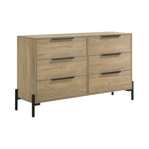Contemporary 6-Drawer Dresser with Scratch Resistance