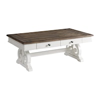Farmhouse Coffee Table with 2-Drawers