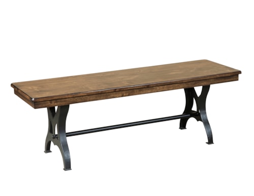 Traditional 54" Backless Wood and Metal Industrial Dining Bench