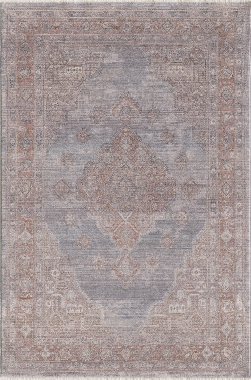 Adele 8807 Grey Blush Medallion Machine Woven Performance Area Rug
