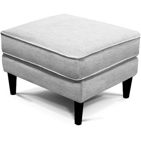 Contemporary Ottoman with Exposed Wood Legs