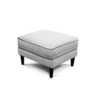 Contemporary Ottoman with Exposed Wood Legs