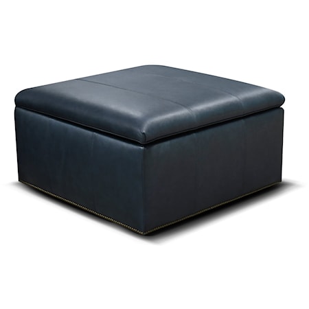 Casual Leather Storage Ottoman with Nailheads