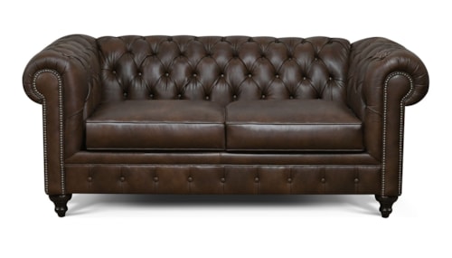 Traditional Chesterfield Loveseat with Turned Legs