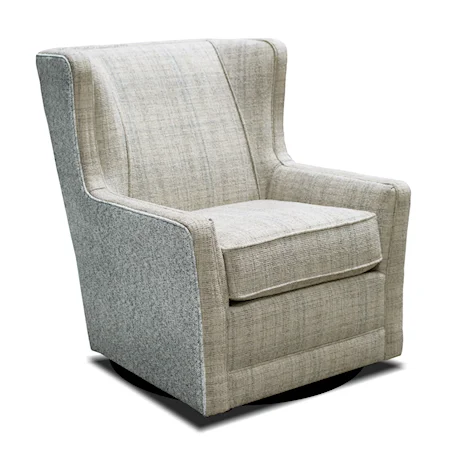 Transitional Upholstered Swivel Chair with Wing Back