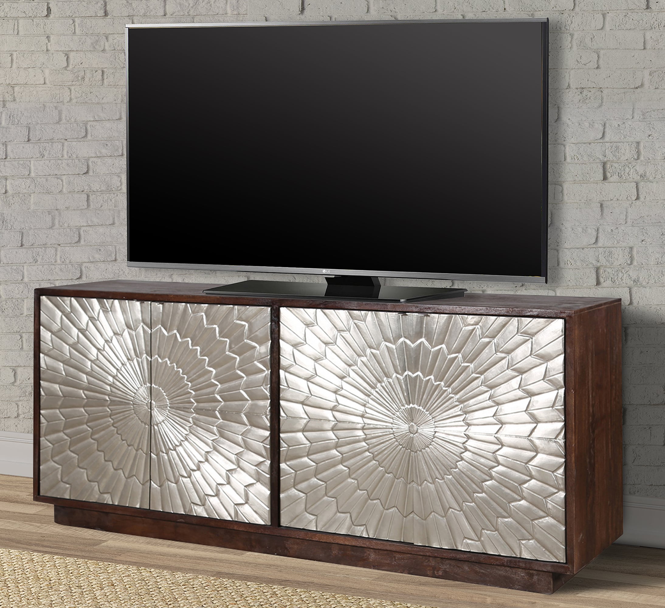 Glam tv stand on sale with fireplace